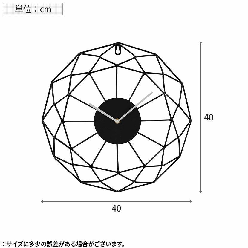 幅40cm 壁掛け時計 アナログ ポリゴンアート 幾何学 インテリア
