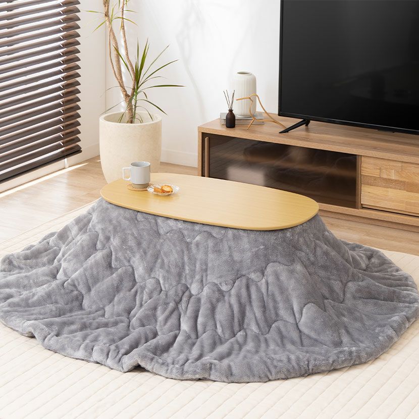 家具調 こたつセット 楕円 ナチュラル 2点 石英管ヒーター 折りたたみ