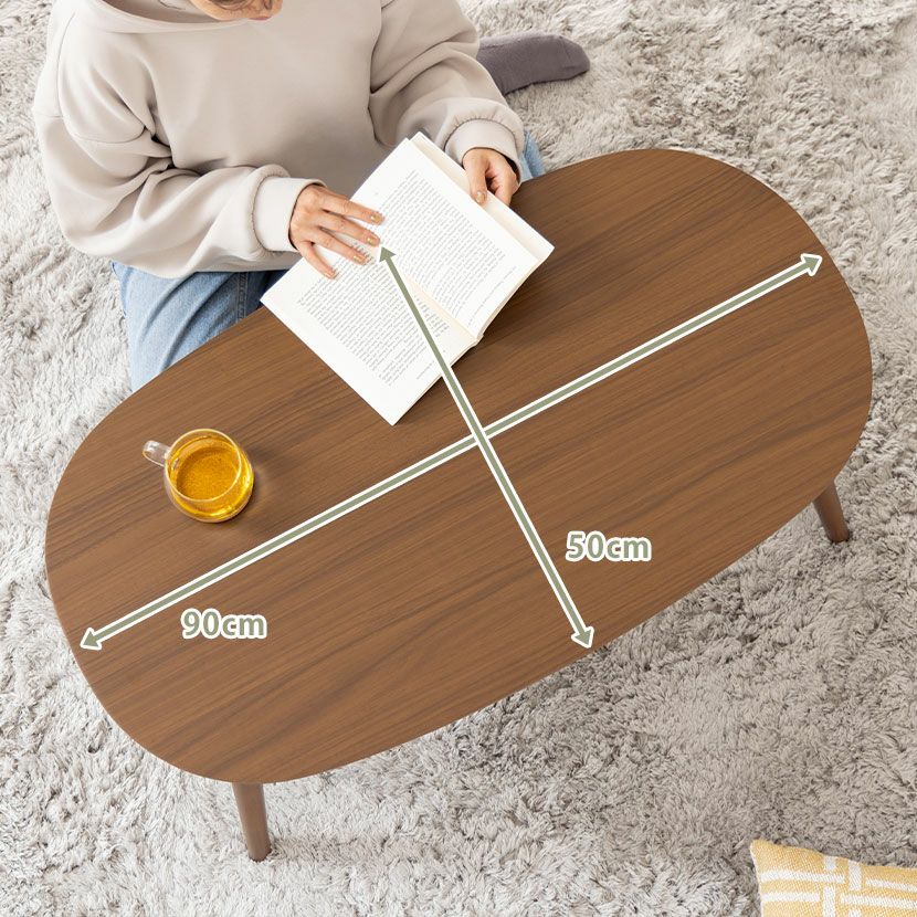 家具調 こたつセット 楕円 ブラウン 2点 石英管ヒーター 折りたたみ