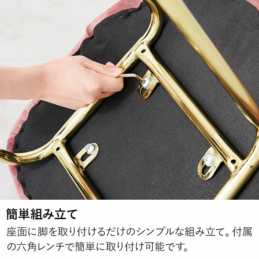 ダイニングチェア 肘なし コールド脚 ベロア風 ファブリック チェア