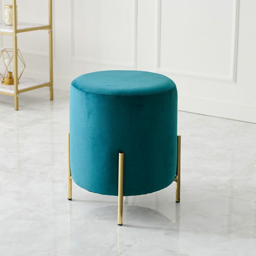 ラウンド スツール ファブリック ベロア風 円柱 モダン チェア 軽量