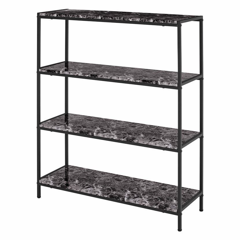 幅90cm オープンラック 4段 大理石調 収納 棚 オープン シェルフ