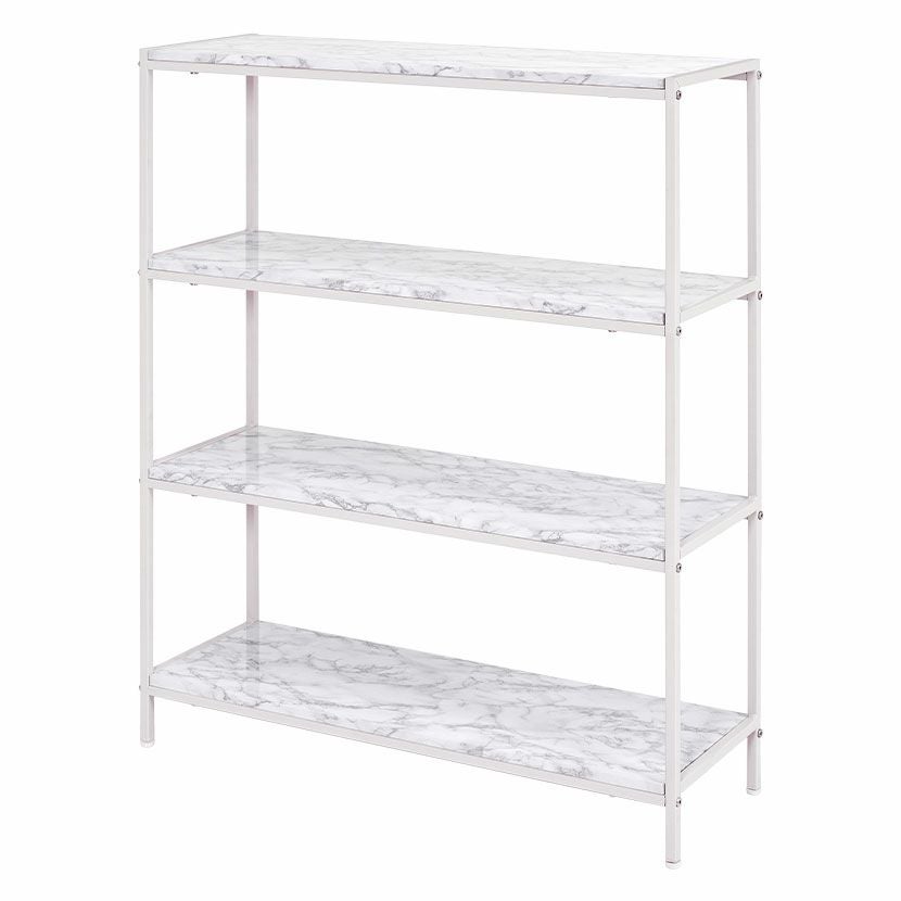 幅90cm【新品】大理石調 オープンシェルフ 4段 スリムラック モダン 収納棚 幅90cm オープンラック 4段 大理石調 収納 棚 オープン シェルフ