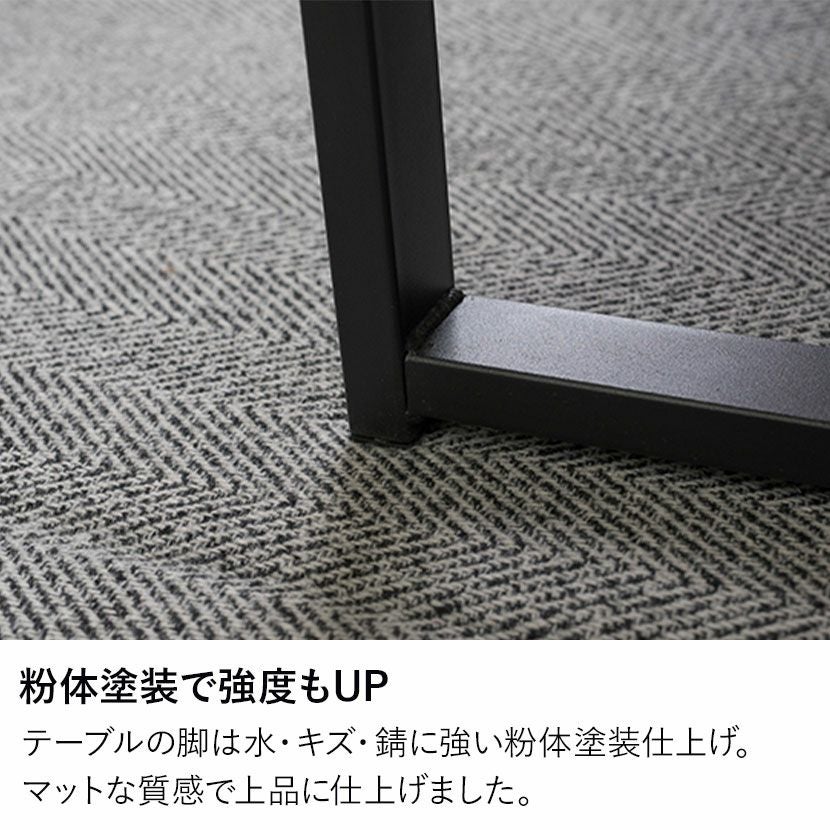 幅90cm リビングテーブル 大理石調 台形脚 スチール脚 コーヒー