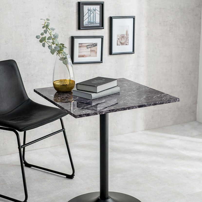 幅60cm ダイニングテーブル 大理石調 正方形 テーブル スチール脚