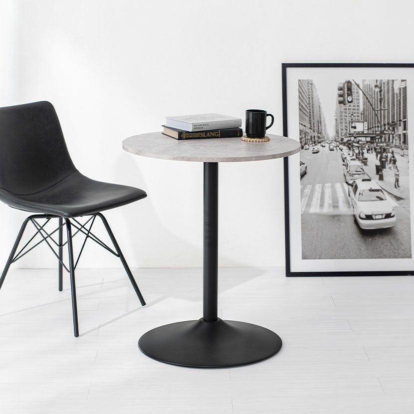 幅60cm 円形 ダイニングテーブル 大理石調 丸テーブル スチール脚