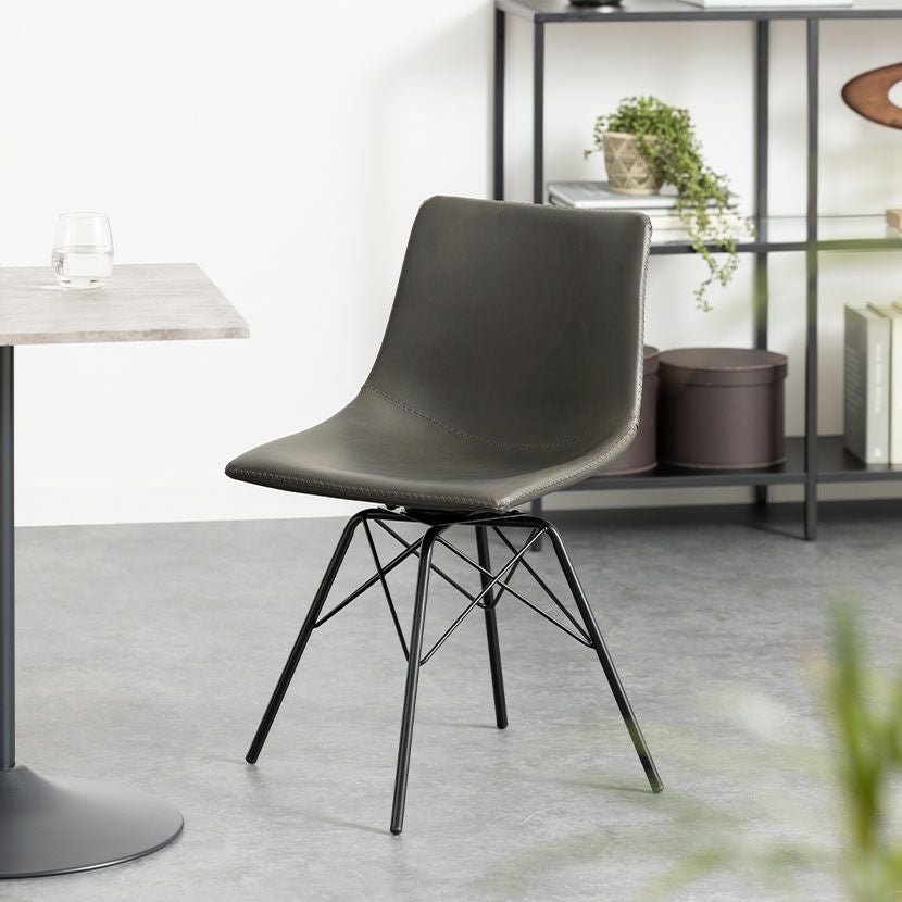 スチール脚 レザー調 合皮 デスクチェア 肘なし モダン