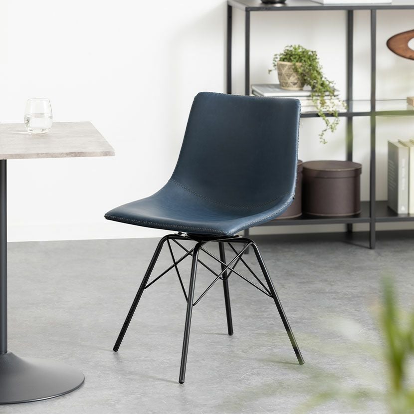 回転ダイニングチェア スチール脚 レザー調 合皮 椅子 回転 デスク