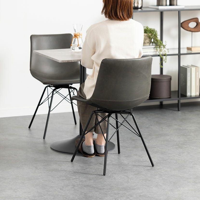 回転ダイニングチェア スチール脚 レザー調 合皮 椅子 回転 デスク