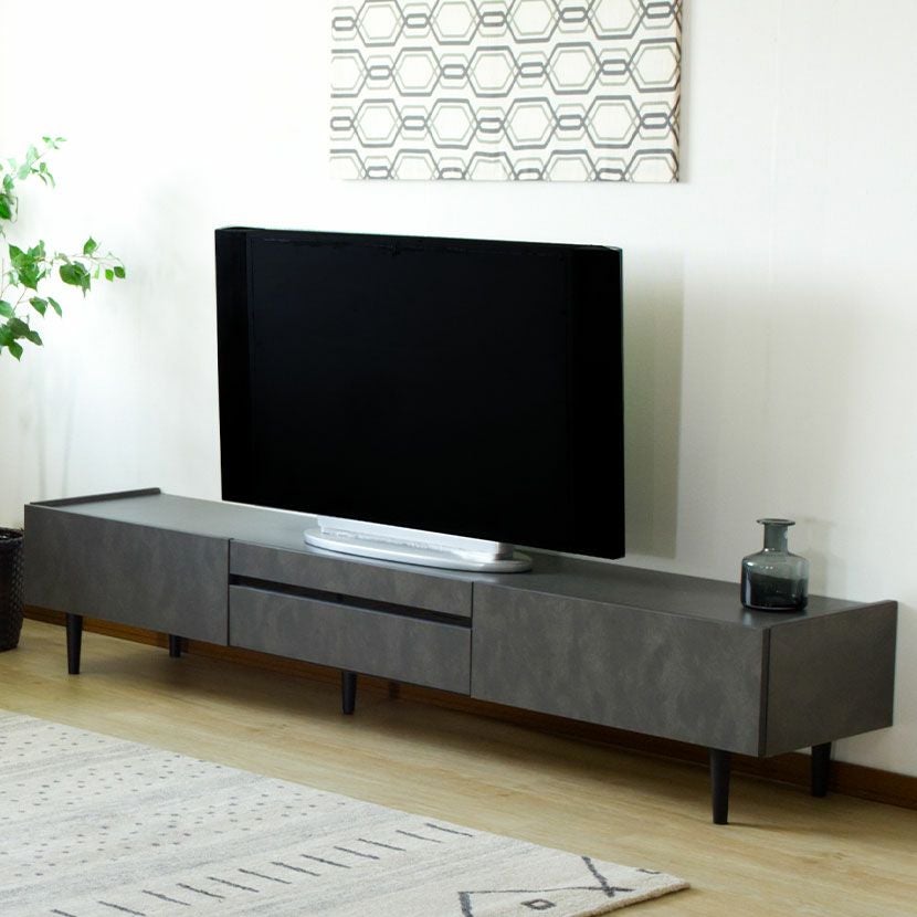 設置無料】幅200cm テレビボード 石目 大理石調 セラミック調 メラミン