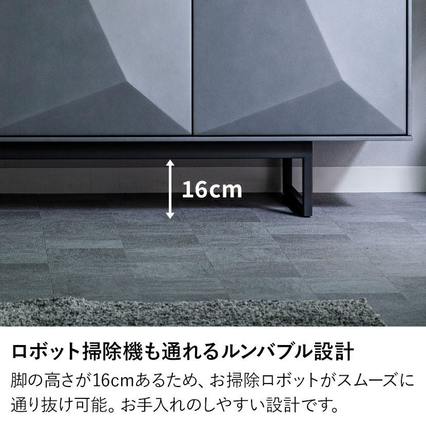 幅180cm サイドボード セラミック天板 石目調 大理石調 収納 棚 扉付き