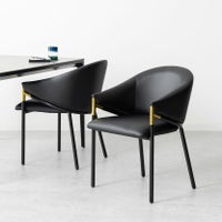 【2脚セット】ダイニングチェア 肘付き PUレザー ORV ゴールド チェア 合皮 椅子 シンプル モダン デザインチェア アームチェア ブラック 黒 おしゃれ リビング オーヴ｜¥27,182の動画