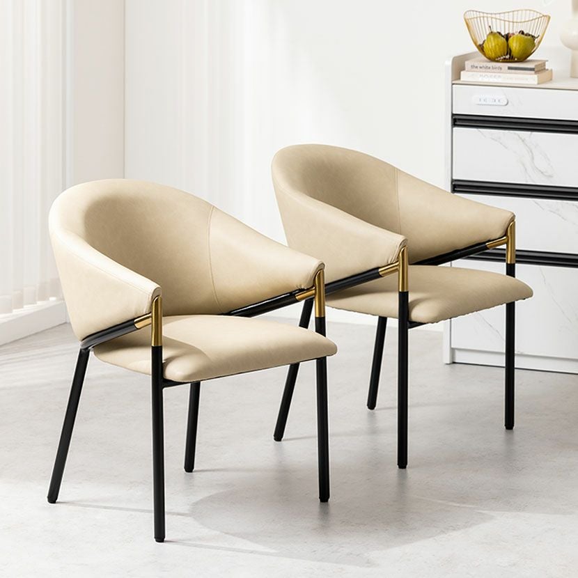 2脚セット】ダイニングチェア 肘付き PUレザー ORV ゴールド チェア 合