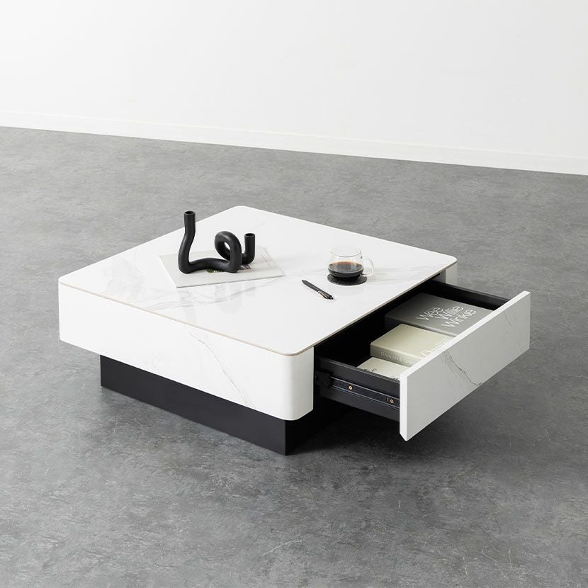 設置無料】幅75cm セラミック ローテーブル ORV 収納 引き出し付き