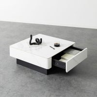 【設置無料】幅75cm セラミック ローテーブル ORV 収納 引き出し付き 正方形 センターテーブル シンプル モダン リビングテーブル おしゃれ 白 ホワイト グレー 完成品｜¥48,091の動画