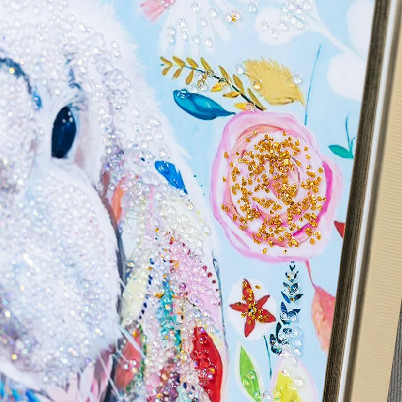 幅43cm クリスタルアート インテリア雑貨 うさぎ 動物 アートパネル