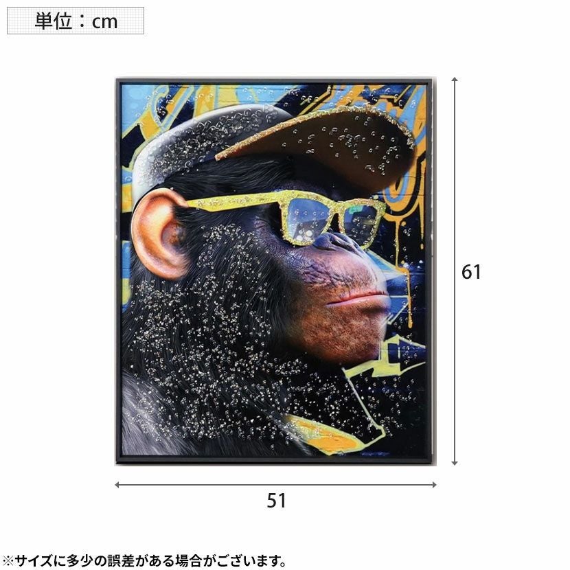 幅51cm クリスタルアート インテリア雑貨 MCモンキー チンパンジー