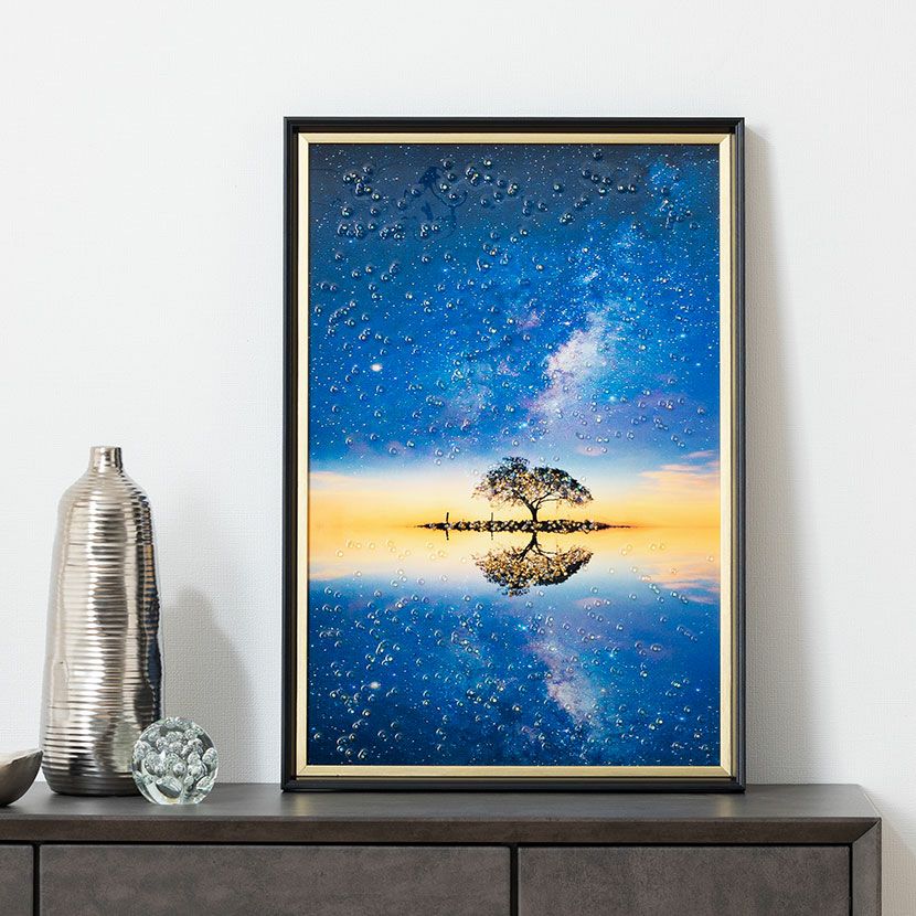 幅43cm クリスタルアート インテリア雑貨 シーツリー もみの木 アート