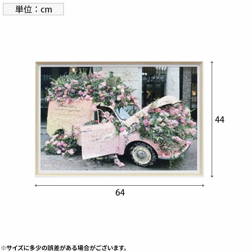 幅64cm クリスタルアート インテリア雑貨 ジョーマローン 花 車 アート