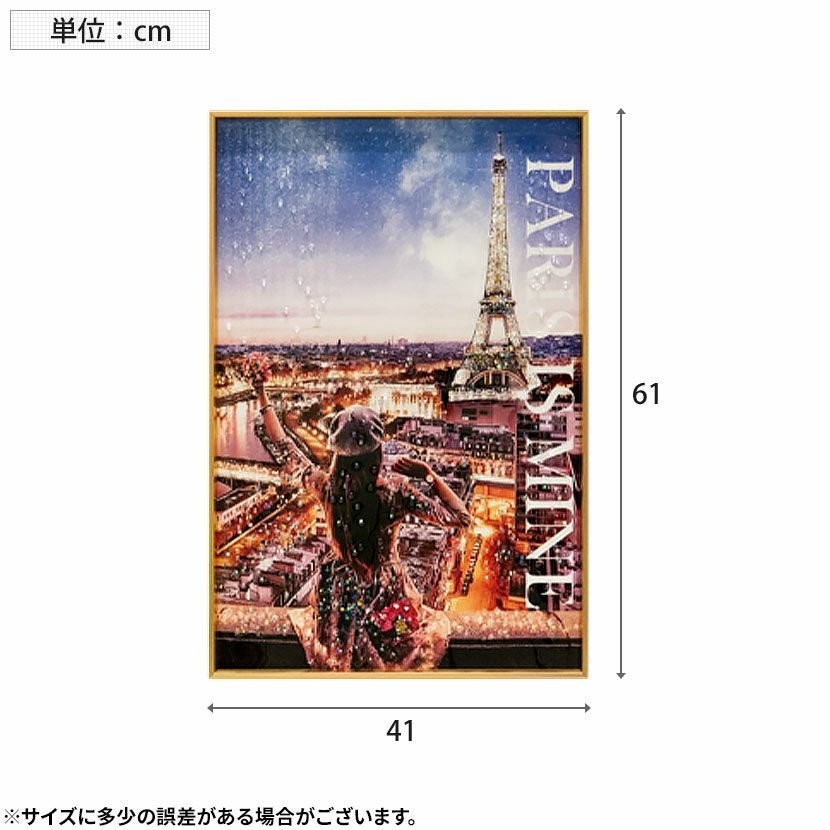 幅41cm クリスタルアート インテリア雑貨 マドモアゼル パリ アート