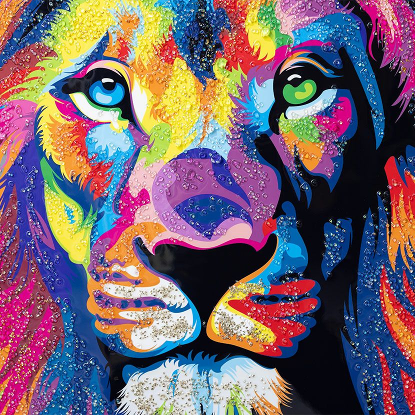 幅86cm クリスタルアート インテリア雑貨 ライオン 動物 アートパネル