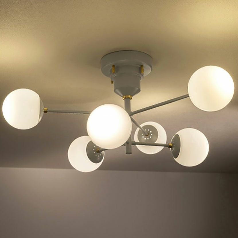 モダンシーリングライト 6灯 ホワイト 東京インテリア LED電球付き】6灯 シーリングライト ポウタラ ガラス 照明 インテリア