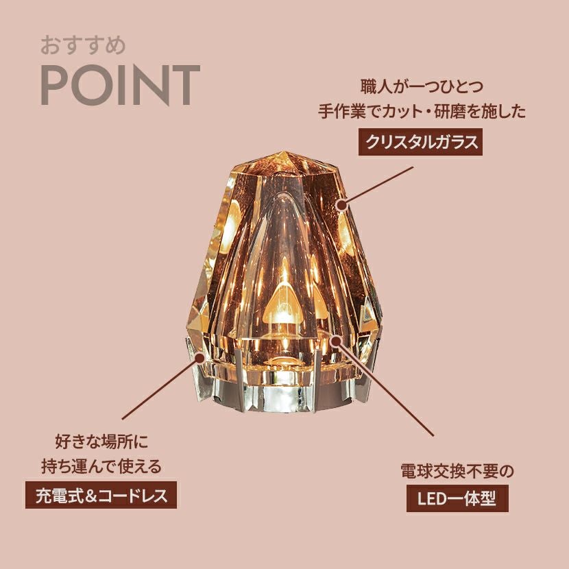 LED一体型】卓上ライト Octagon(オクタゴン) クリスタルライト 置き型