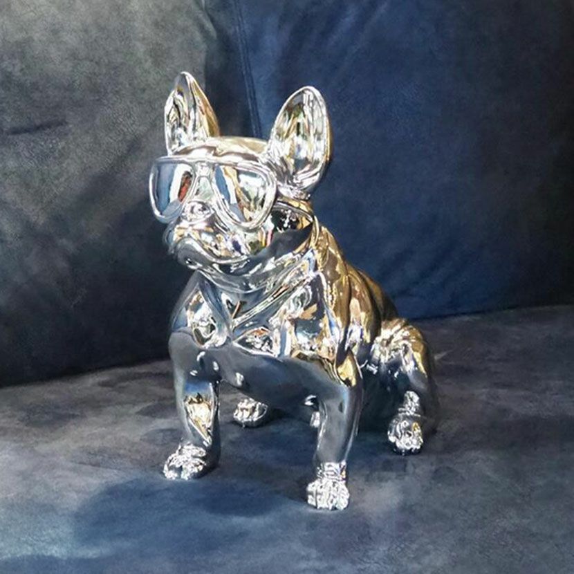 幅20cm フレンチブルドッグ オブジェ メタルカラー インテリア小物