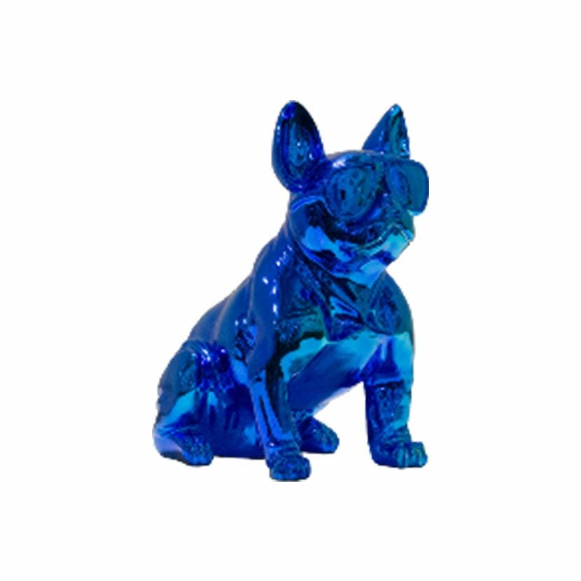 【廃盤品】紫色のブルドッグの置物 ブックエンド 幅20cm フレンチブルドッグ オブジェ メタルカラー インテリア小物