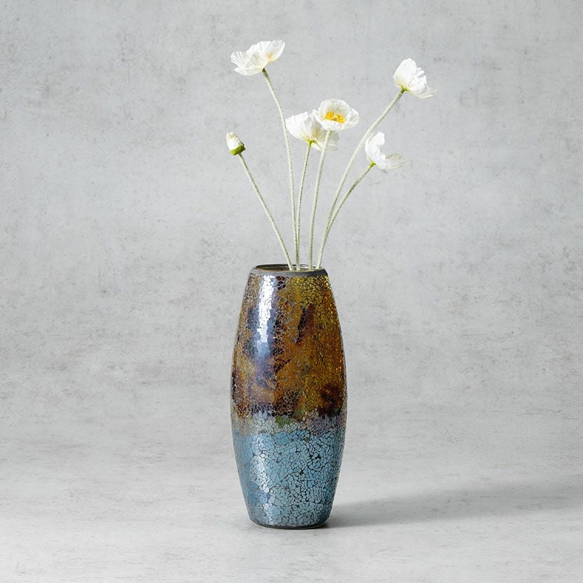 ハンドメイド　モザイクガラス フラワーベース 花瓶 幅14cm フラワーベース S モザイクガラス 花器 一輪挿し 花入れ ガラス