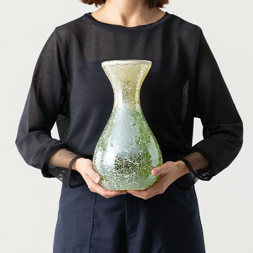 幅17.5cm フラワーベース M モザイクガラス 花器 一輪挿し 花入れ