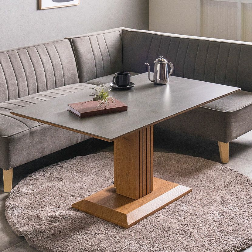 設置無料】幅120cm 昇降式 テーブル セラミック天板 大理石調 木目 高