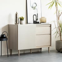 幅120cm OLFE リビング収納 引き出し 収納 リビングボード おしゃれ サイドボード ハイタイプ テレビ台 シンプル モダン 黒 木目 ブラック グレー ルンバブル｜¥36,273の動画