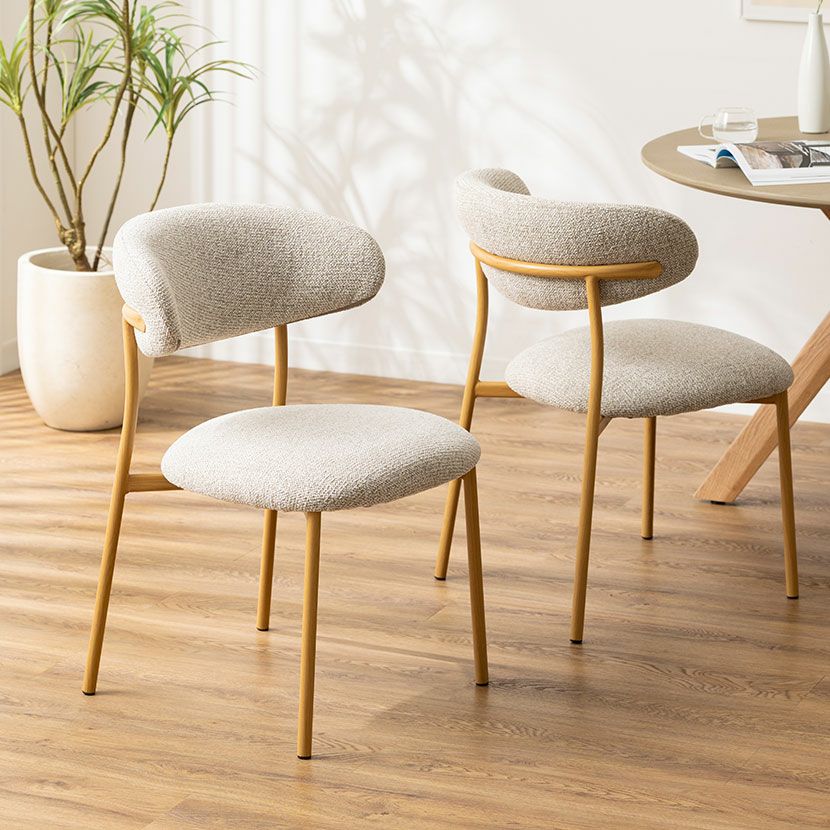 2脚セット】ダイニングチェア EDDA 肘なし 座面ファブリック 布張り