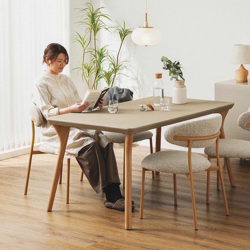 設置無料】4人用 ダイニングテーブルセット 5点 LENAS ファブリック