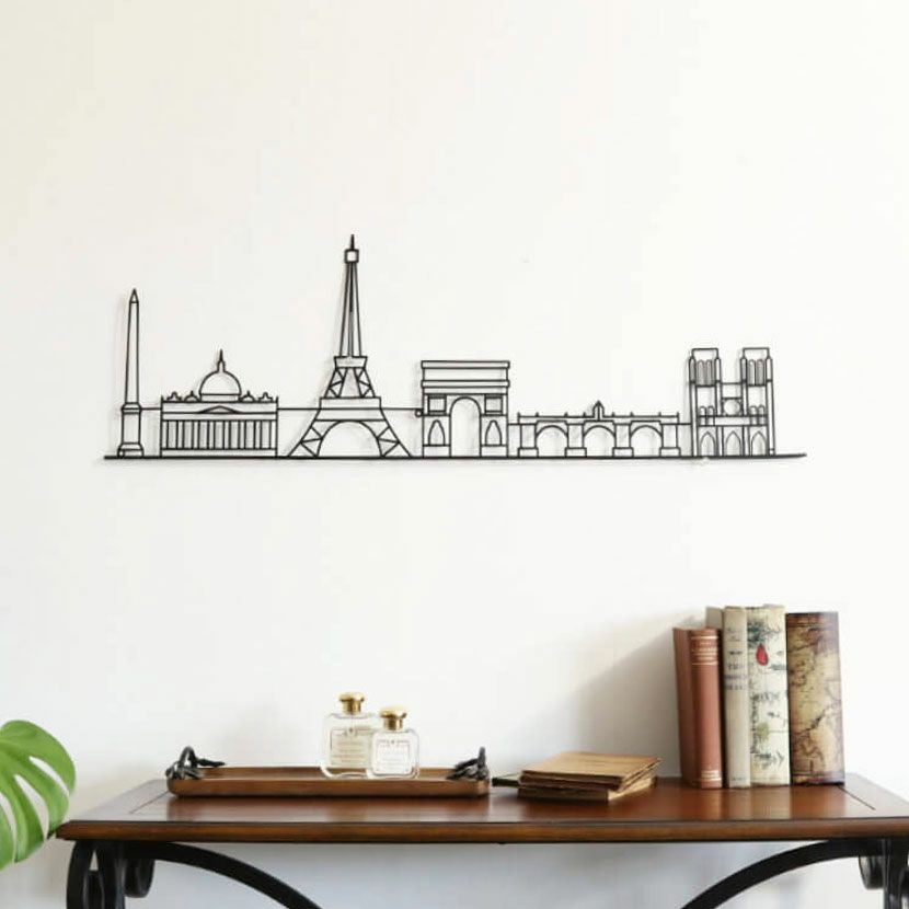 幅90cm ウォールデコ アイアン 壁飾り ランドマーク パリ 壁掛けアート