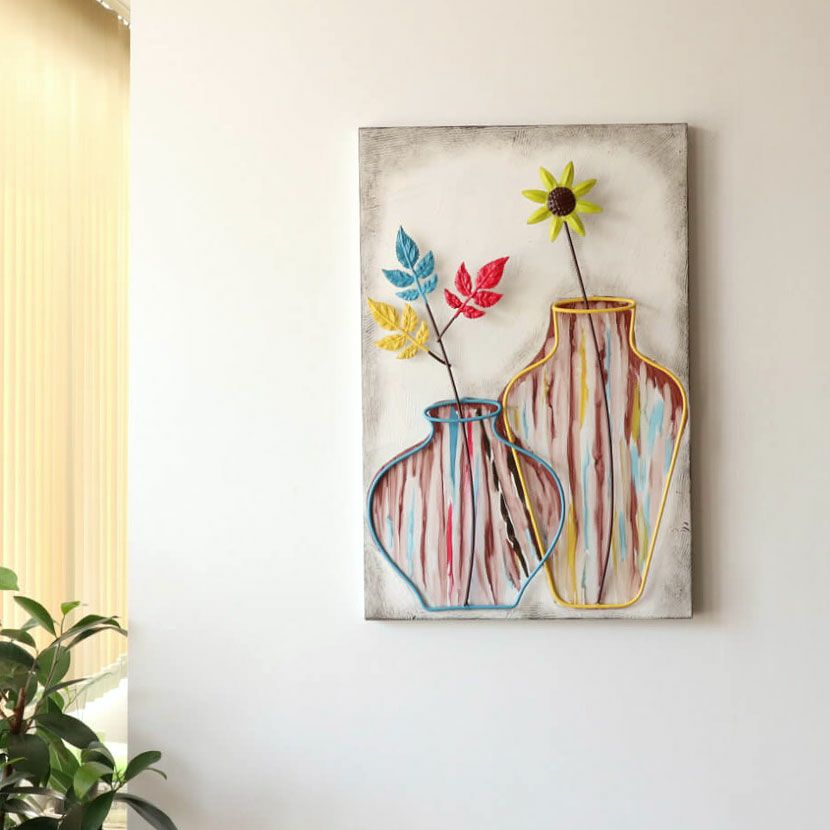 幅30.5cm ウォールアート インテリア雑貨 アイアン 壁飾り 花瓶A