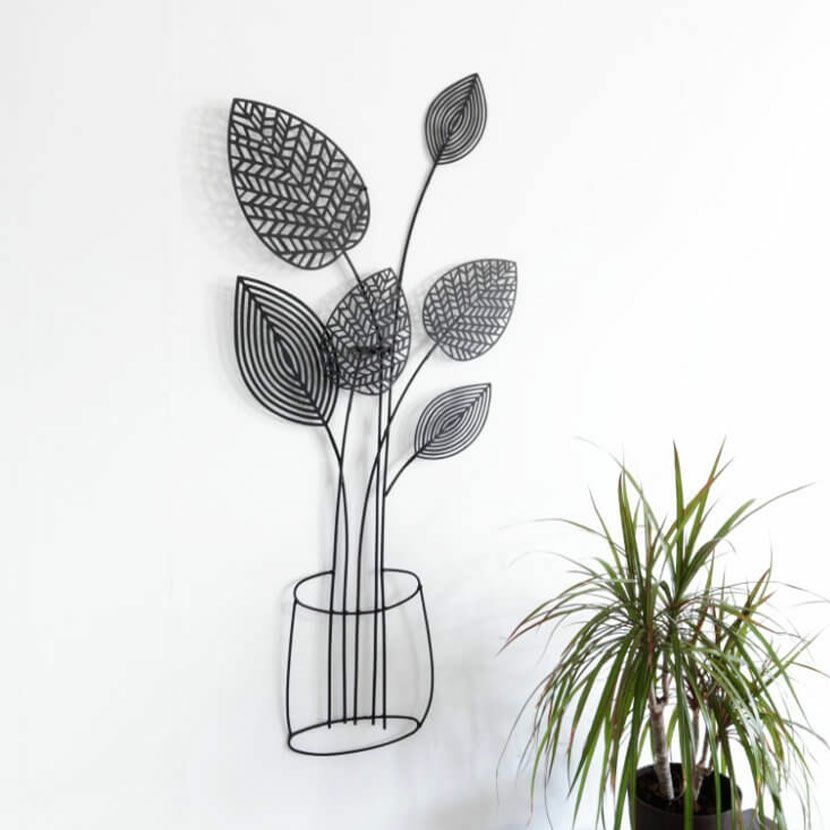 幅30.5cm ウォールアート インテリア雑貨 アイアン 壁飾り 花瓶A