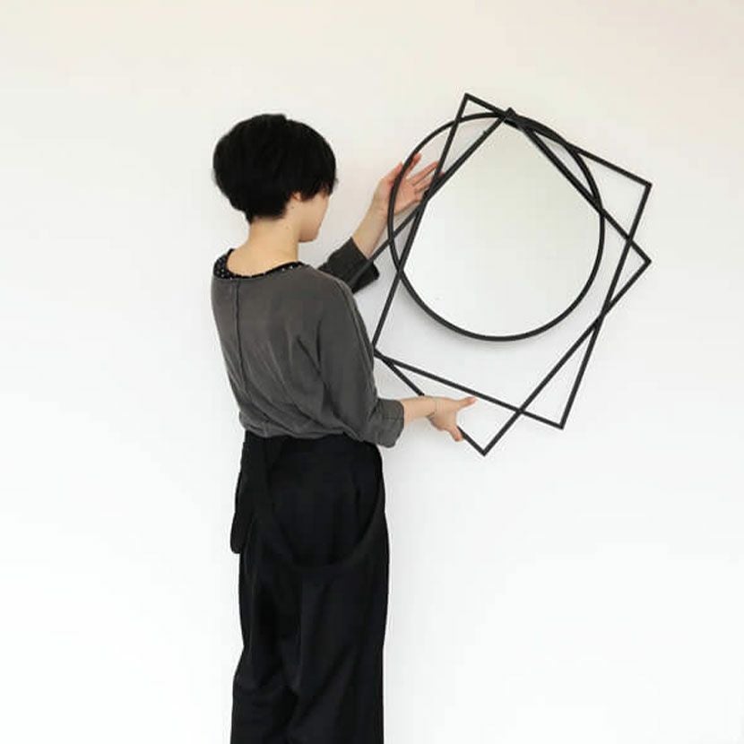 幅80cm ウォールアート ミラー アイアン 壁飾り 丸 長方形 壁掛け 鏡