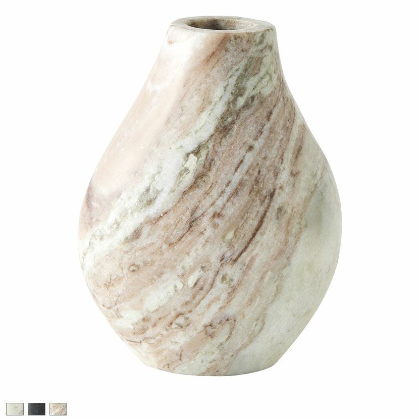 幅7cm フラワーベース 大理石 花瓶 マーブルベース フラット 一輪挿し