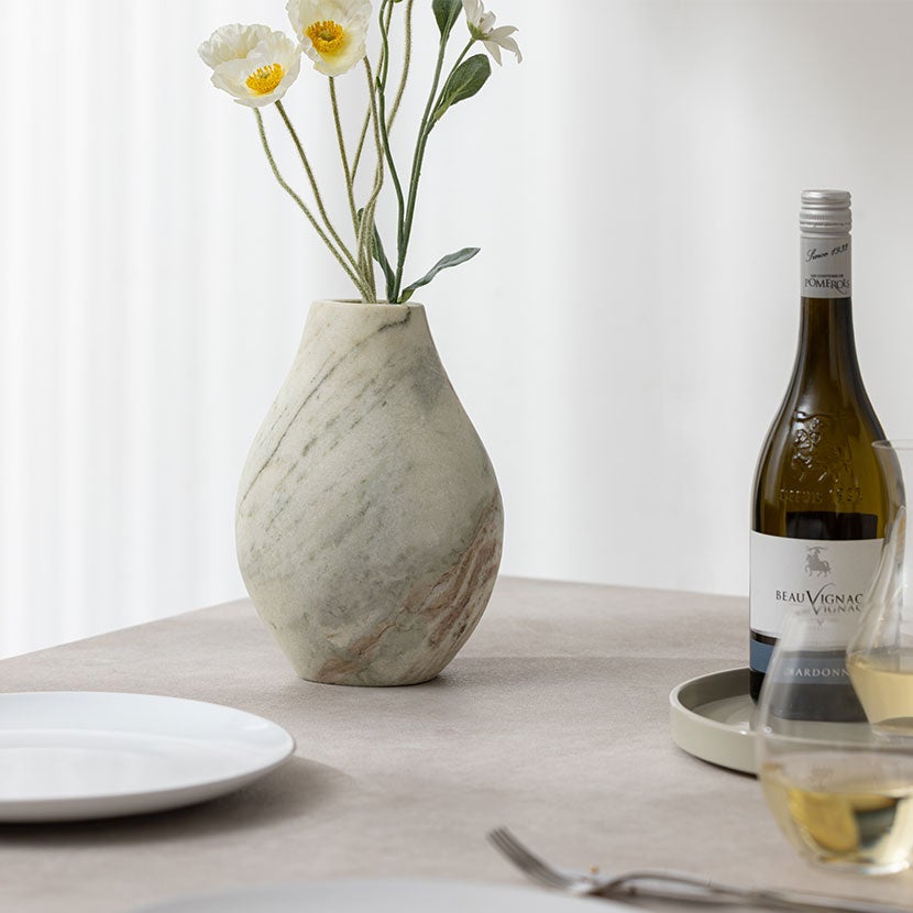 幅7cm フラワーベース 大理石 花瓶 マーブルベース フラット 一輪挿し