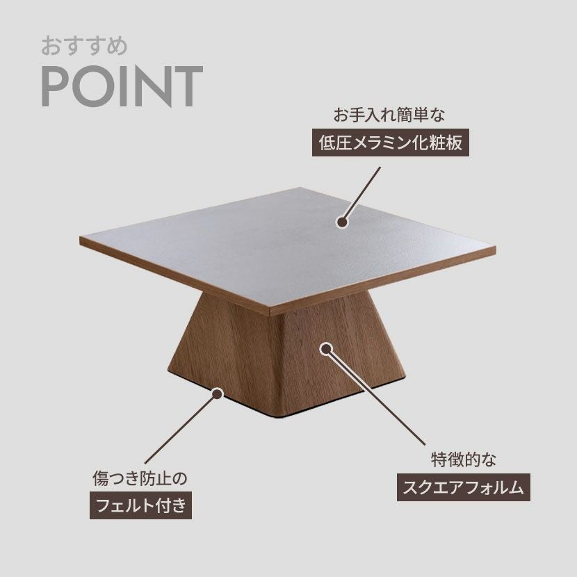幅75cm 正方形 センターテーブル ラグナー メラミン 天然木 木製