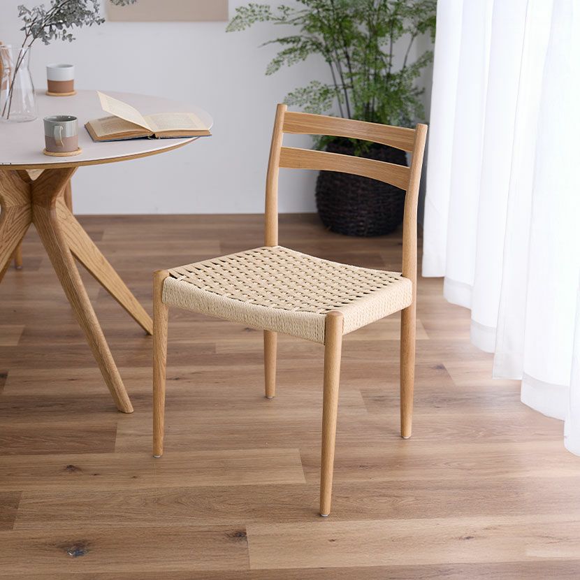 2脚セット】 ダイニングチェア 木製 ペーパーコード 椅子 肘なし
