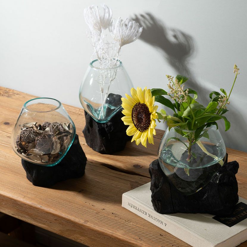 幅20～30cm グラス インテリア 雑貨 ガラス オブジェ フラワーポット