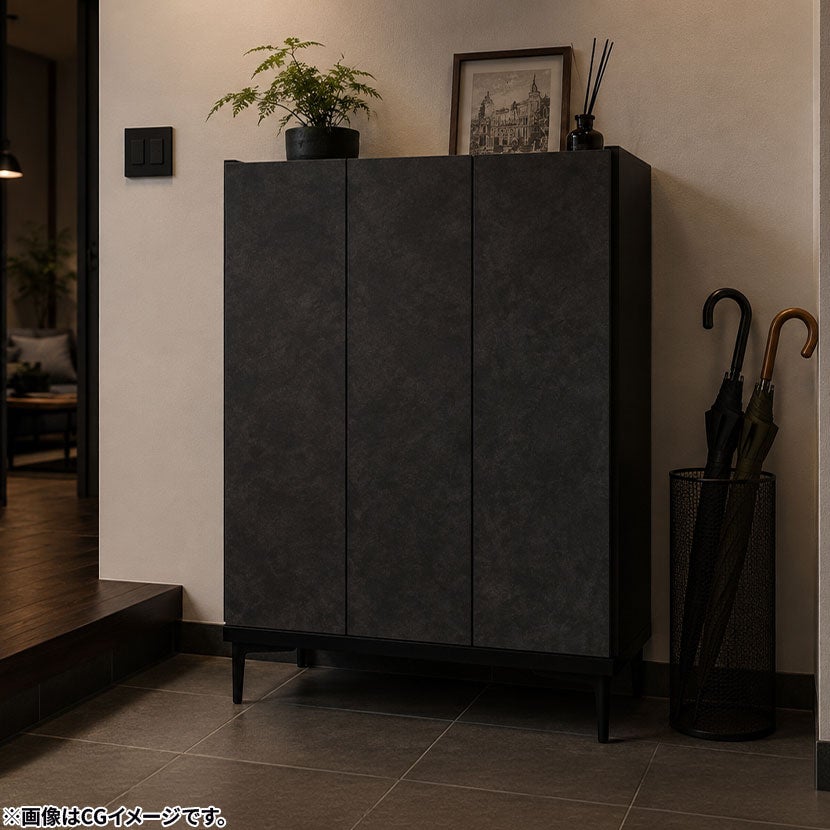 【日本製】　シューズラック　75cm幅　ブラック　美品 幅75cm 下駄箱 日本製 シューズボックス 靴箱 縦型 シューズラック