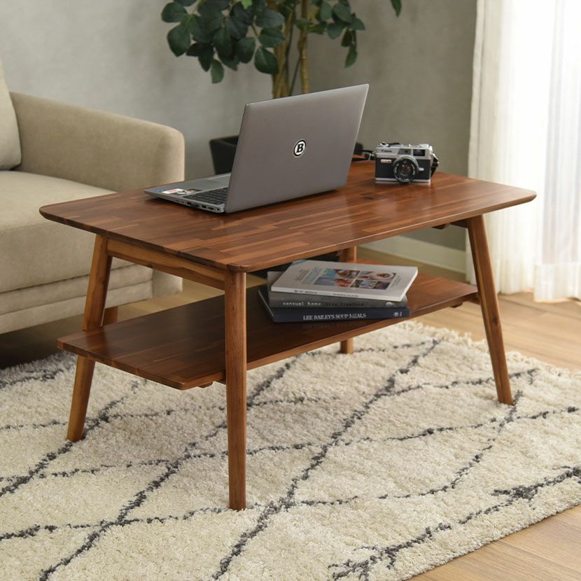 幅80cm リビングテーブル ツートンカラー 天然木 オーク