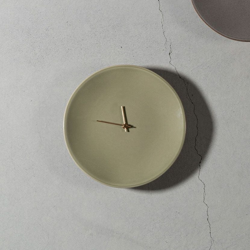 幅25.5cm 時計 日本製 陶器 壁掛け時計 アナログ 静音 掛け時計 丸型