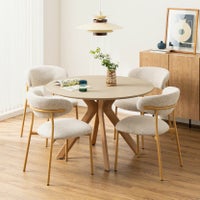 【設置無料】4人用 ダイニングテーブルセット 円形 5点 LENAS モルタル風 コンクリート調 丸テーブル 北欧モダン ダイニングチェア おしゃれ (幅110cm 食卓テーブル×1 食卓椅子×4)｜¥117,273の動画