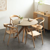 【設置無料】4人用 ダイニングテーブルセット 円形 5点 LENAS モルタル風 コンクリート調 丸テーブル 北欧モダン 板座 ダイニングチェア おしゃれ (幅110cm 食卓テーブル×1 食卓椅子×4)｜¥152,637の動画