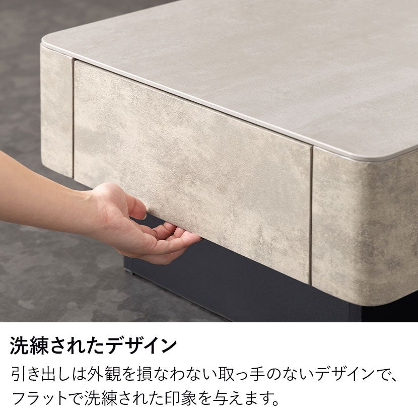 引き出し付き・セラミック調・大理石風デザインで機能美を追求 楽天市場】大理石 ローテーブル 収納付き セラミック 110cm 110x50